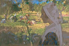 Breton Girl Herding Cattle, c1896. Creator: Robert Brough.