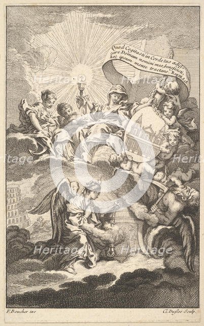 Frontispiece, from The Building of St. Sulpice by Alexis Piron, ca. 1744. Creator: Claude Augustin Duflos le Jeune.