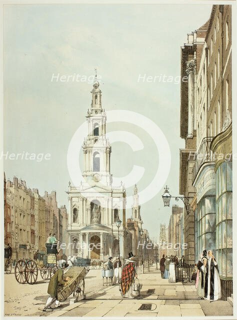 The Strand, plate 21 from Original Views of London as It Is, 1842. Creator: Thomas Shotter Boys.