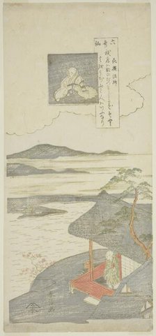 Poem by Kisen Hoshi, from the series "Six Famous Poets (Rokkasen)", c. 1764/65. Creator: Suzuki Harunobu.