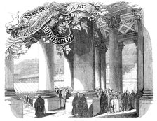 Her Majesty crossing the Great West Portico, 1844. Creator: Unknown.