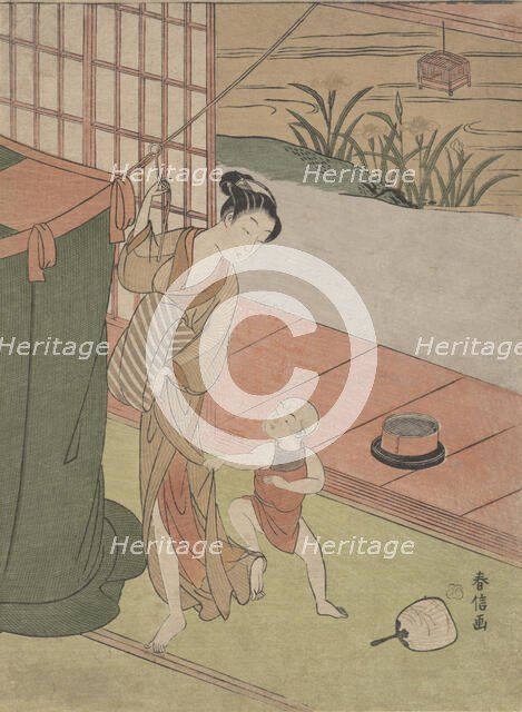 Mother and Son by a Mosquito Net, ca. 1769., ca. 1769. Creator: Suzuki Harunobu.