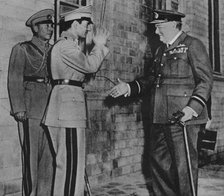 'Mr. Churchill is greeted by the Shah of Persia', 1943. Artist: Unknown.