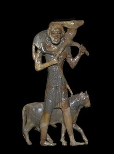 Phoenician bronze of a man with animals for sacrifice, 8th century BC. Artist: Unknown