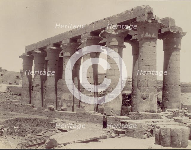 Luxor, vue du temple cote ouest, 1870s. Creator: Antonio Beato.