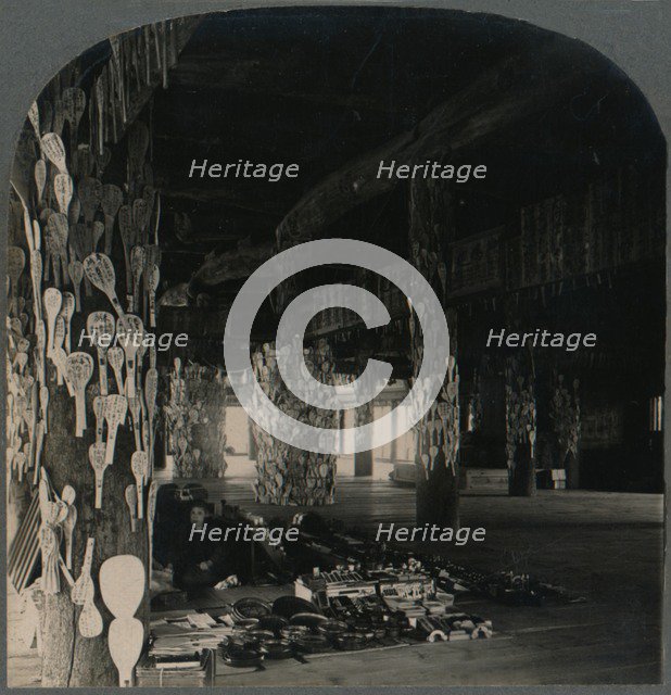 ''Hall of a Thousand Mats, whereJapanese Soldiers hang Lucky Spoons, Myajima, Japan', 1905.  Artist: Unknown.