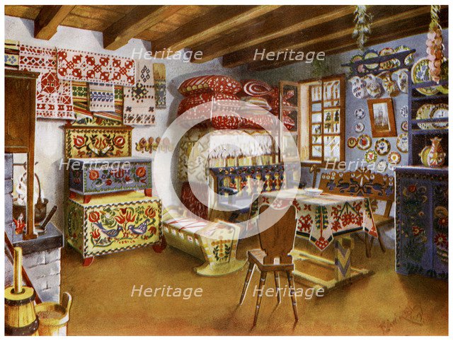 Austro-Hungarian peasant furniture, 1911-1912.Artist: Edwin Foley