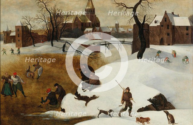 Winter landscape with skaters. Creator: Grimmer, Abel (1570-1619).