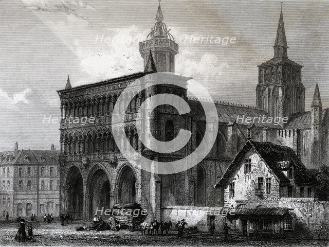 View of the Church of Notre Dame de Dijon, engraving from 1840.