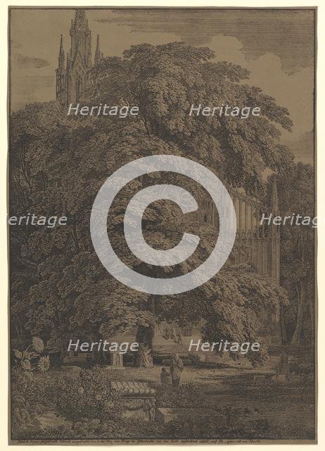 Gothic Church Hidden by a Tree, 1810. Creator: Karl Friedrich Schinkel.
