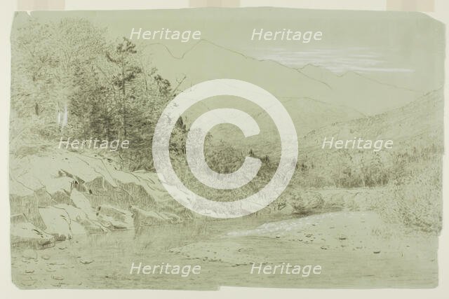 River Stream with Mountains in the Distance, 1856/92. Creator: Alexander Helwig Wyant.