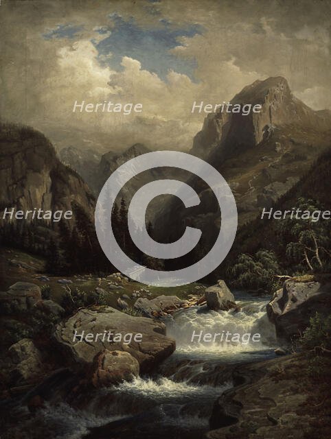 Bavarian Mountain Scenery, Copy After Franz Hengsbach, 1864. Creator: Augusta Soldan.