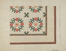 Quilted Applique Coverlet, c. 1936. Creator: Edward L Loper.