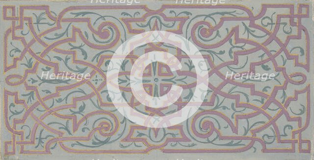 Design for the decoration of a ceiling with strapwork, 1830-97. Creators: Jules-Edmond-Charles Lachaise, Eugène-Pierre Gourdet.