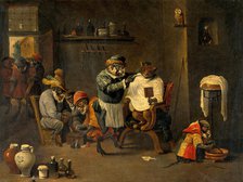 A monkey barber-surgeon's establishment, c1660s. Creator: Teniers, David, 1610-1690 (After).