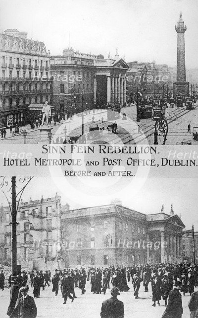 Before and after, Anti-English Irish uprising, Dublin, May 1916. Artist: Unknown