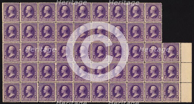 3c Andrew Jackson block of forty-eight, 1890. Creator: American Bank Note Company.