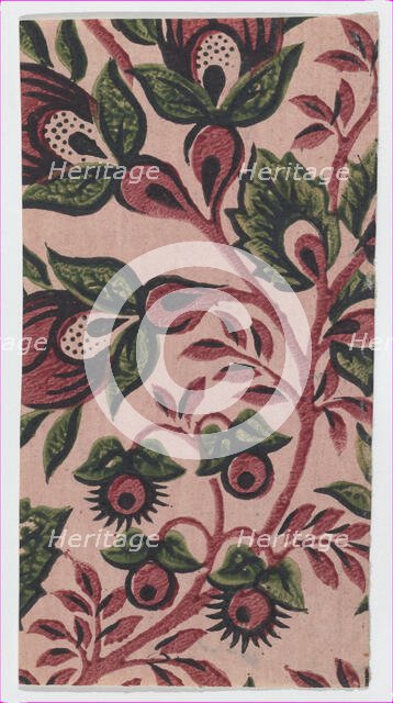 Small sheet with overall floral pattern, late 18th-mid-19th century., late 18th-mid-19th century. Creator: Anon.