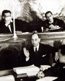 Santiago Casares Quiroga (1884-1950), Spanish politician, declaring in the process of Captain Roj…