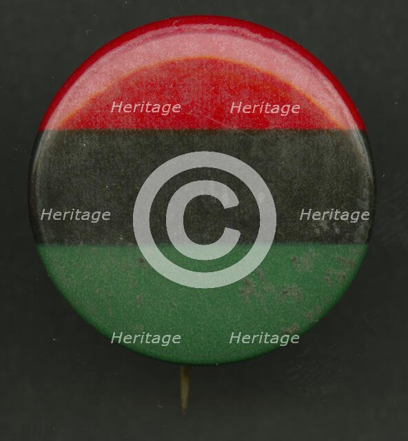 Pinback button of the Pan-African flag, after 1955. Creator: AFL-CIO.