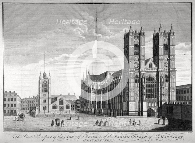 East view of Westminster Abbey and St Margaret's Church, London, c1720. Artist: Benjamin Cole