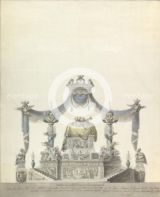 Catafalque of the Empress Catherine the Great of Russia (Side Elevation)., 1796. Creator: Vincenzo Brenna.