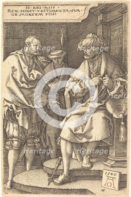 David Casting Off His Robes at the News of the Death of His Son, 1540. Creator: Heinrich Aldegrever.