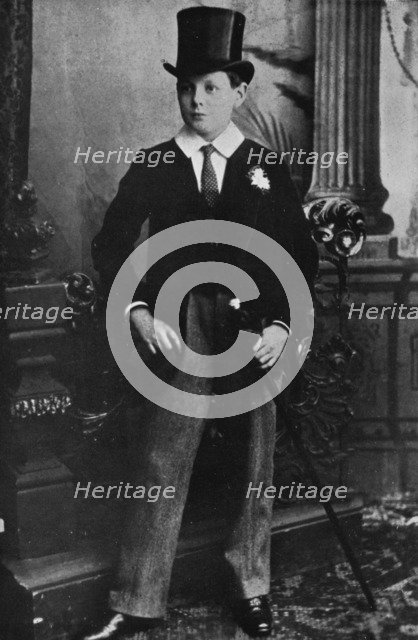 Winston Churchill as a Harrow schoolboy in 1889, (1945). Artist: Unknown.