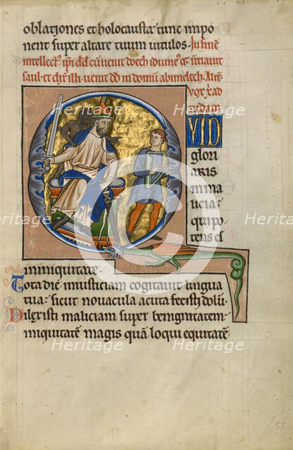 Initial Q: David Before Saul; Psalter, after 1205. Creator: Master of Ingeborg Psalter.