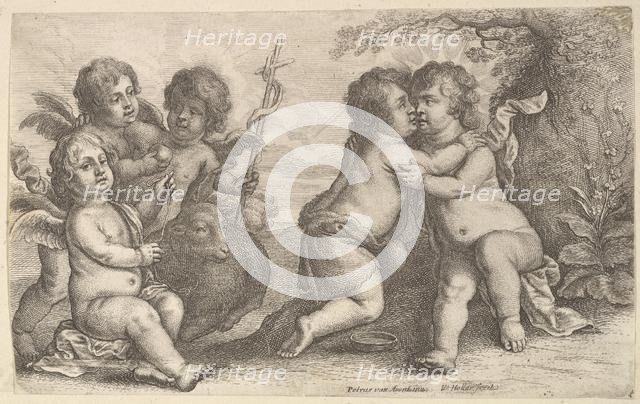 Jesus and St. John embracing, with Cherubs, 1646. Creator: Wenceslaus Hollar.