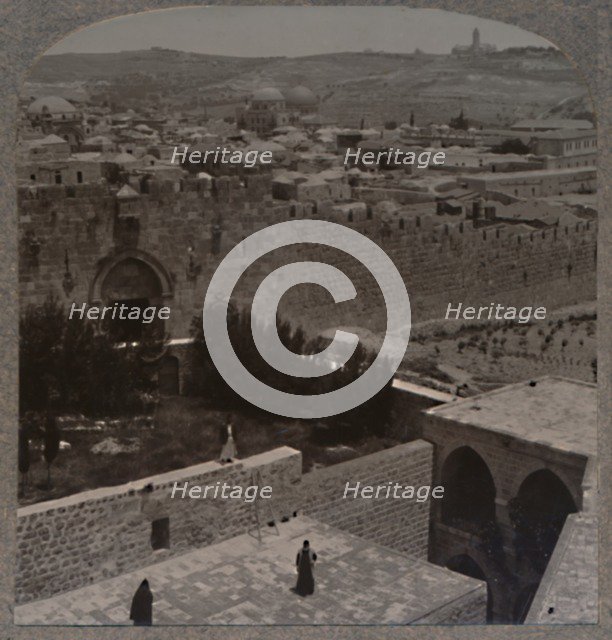 'Zion Gate. The Mount of Olives and Mount Scopus in the distance', c1900. Artist: Unknown.