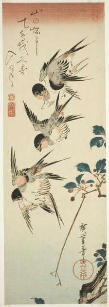 Swallows and Cherry Blossoms, early 1830s. Creator: Ando Hiroshige.