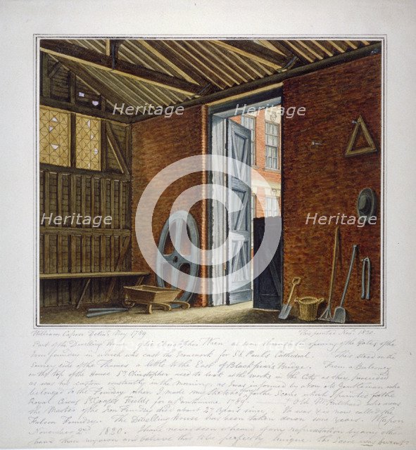 Part of the dwelling house of Sir Christopher Wren, Southwark, London, 1820.        Artist: William Capon