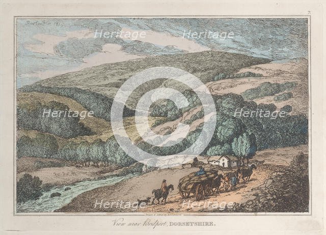 View near Bridport, Dorsetshire, from "Sketches from Nature", 1819-22., 1819-22. Creator: Thomas Rowlandson.