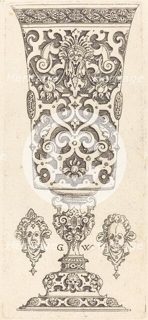 Goblet with base decorated with two large scallops, published 1579. Creator: Georg Wechter I.