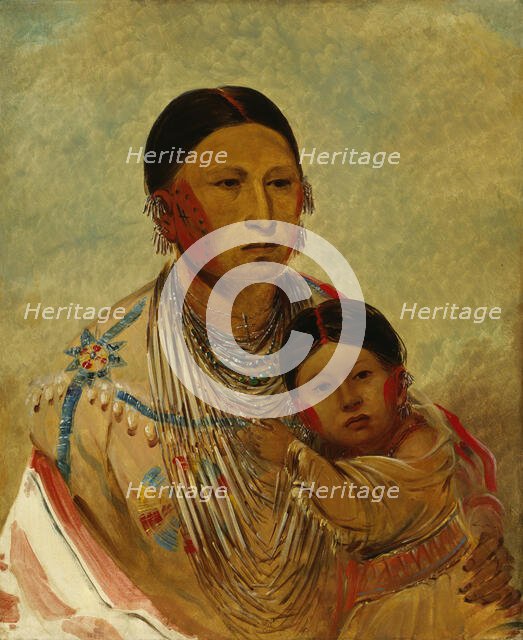 Ru-ton-ye-wee-ma, Strutting Pigeon, Wife of White Cloud, 1844. Creator: George Catlin.