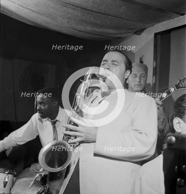 Portrait of Flip Phillips, Denzil Best, and Billy Bauer, Pied Piper, New York, N.Y., ca. Sept. 1947. Creator: William Paul Gottlieb.
