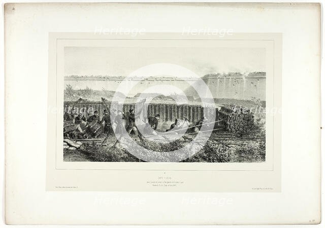 Sapping in full swing, from Souvenirs d’Italie: Expédition de Rome, 1858. Creator: Auguste Raffet.