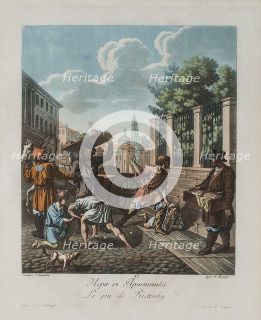 The Pristenok Game, ca 1812. Artist: Korneev (Karneev), Yemelyan Mikhaylovich (ca 1780-after 1839)