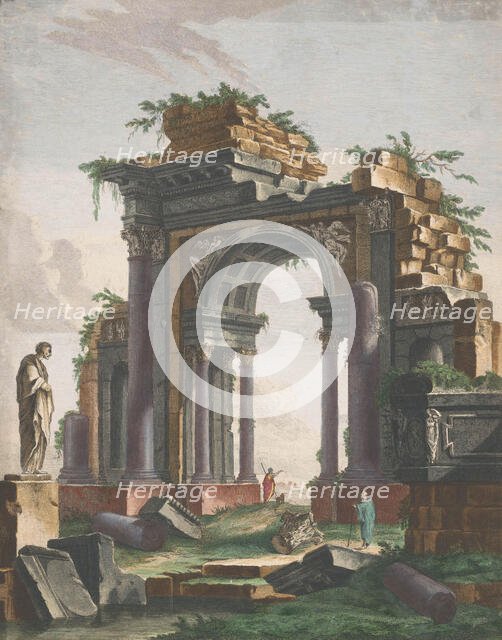 View of the ruins of a triumphal arch, 1753-1797. Creators: Pierre François Basan   , Pierre Fouquet.