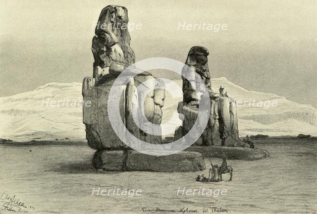Colossi of Memnon at Thebes, Egypt, 1898.  Creator: Christian Wilhelm Allers.