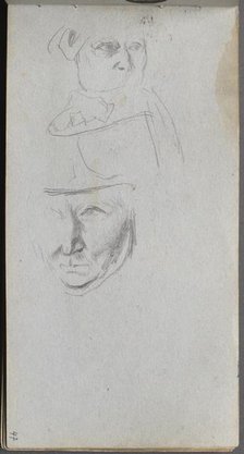 Sketchbook, page 47: Studies of Three Faces. Creator: Ernest Meissonier (French, 1815-1891).