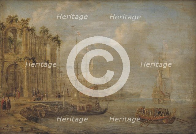 Harbour Scene with Antique Ruins, 1671. Creator: Jacobus Storck.