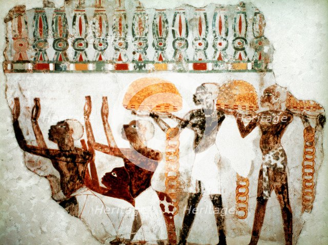 Africans bearing gold, c1400 BC. Artist: Unknown