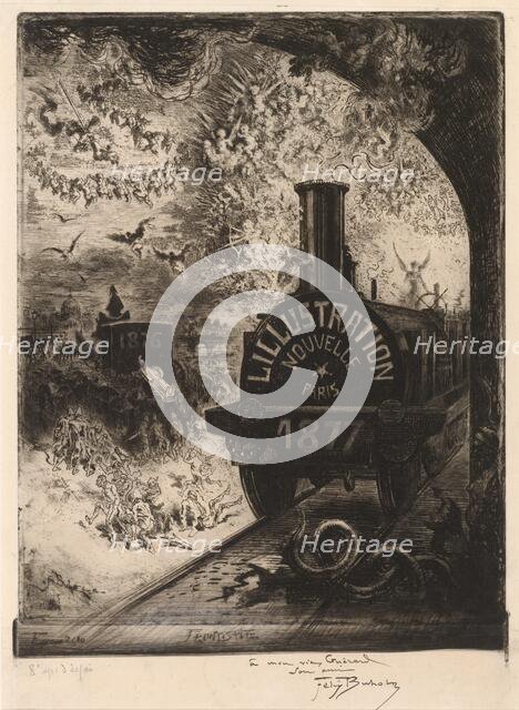 Frontispiece for L'Illustration Nouvelle: The Burial of the Burin, 1877. Creator: Felix Hilaire Buhot.