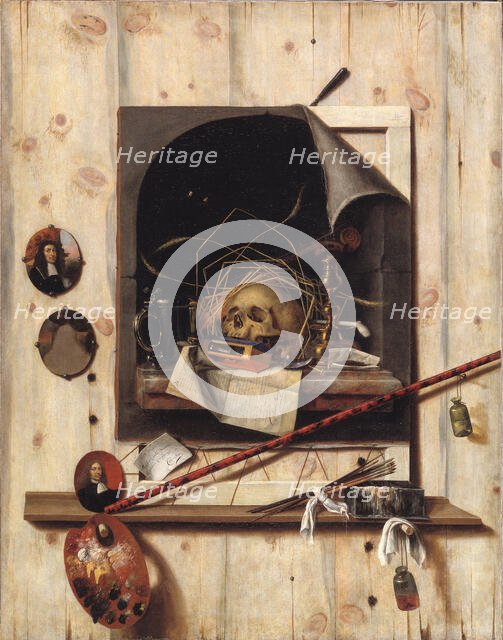 Trompe l´oeil with Vanitas Still Life, 1668. Creator: Cornelis Norbertus Gysbrechts.