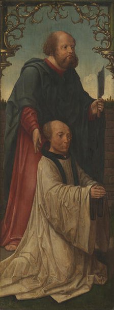 Saint Matthias (?) and a Donor; Saint Andrew (reverse), 1520/25. Creators: Jacob Cornelisz. van Oostsanen, Workshop of Jacob Cornelisz. van Oostsanen.