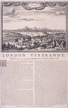 The Great Fire of London, 1666. Artist: Pieter Hendrickcz Schut