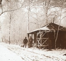 Soldiers in the snow, Marquenterre, northern France, c1914-c1918. Artist: Unknown.