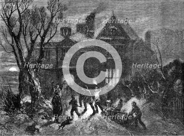 Bringing Home the Yule Log, 1854. Creator: Mason Jackson.